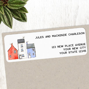 Watercolor House Art Return Address Label