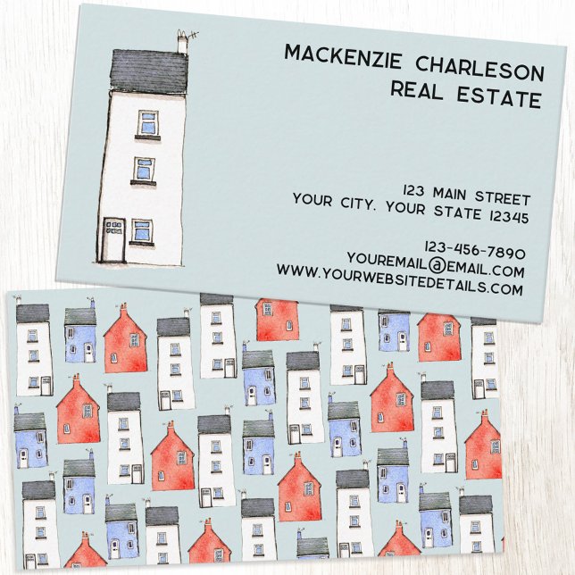 Watercolor House Business Card (Watercolor house business card for real estate agent, builder, home renovations and more)