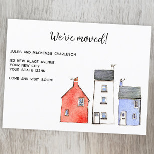 Watercolor House Change of Address Announcement Postcard