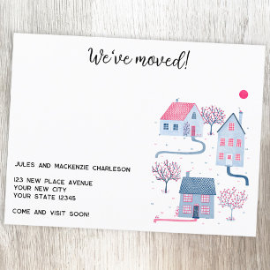 Watercolor House Change of Address Holiday Postcard
