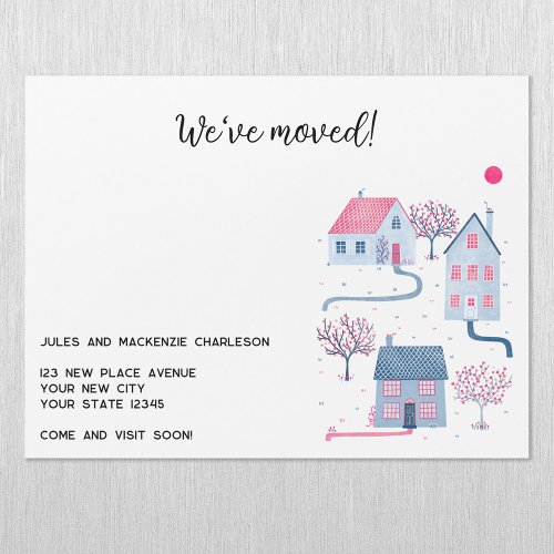 Watercolor House Change of Address Magnetic Card