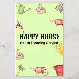 Watercolor House Cleaning Supplies Colorful Modern Flyer