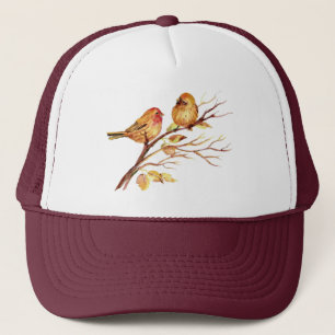 Watercolor House Finch Bird Wildlife Nature art Trucker Hat