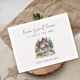 Watercolor House Home Sweet Home Realty Farming  Postcard