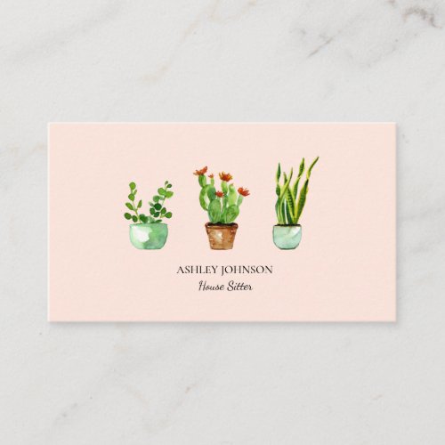 Watercolor House plant  Home sitting Business Card