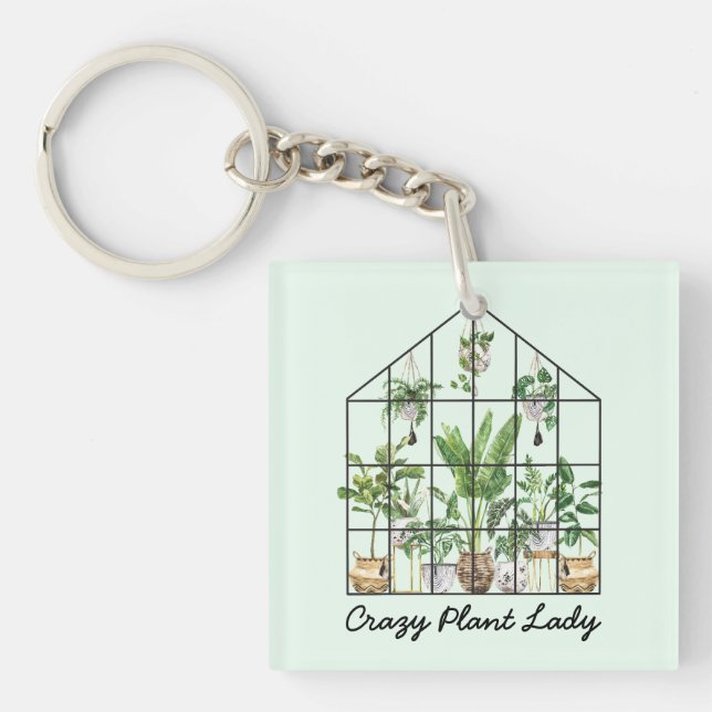 Watercolor House Plant Quote  Keychain (Front)