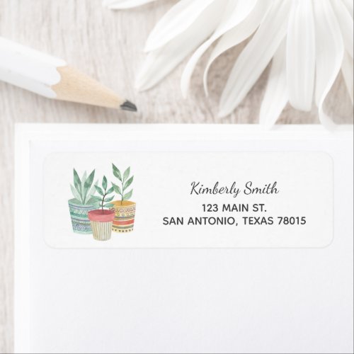 Watercolor House Plants Address Label