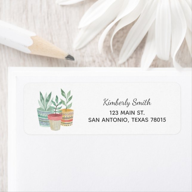 Watercolor House Plants Address Label (Insitu)