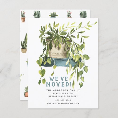 Watercolor House Plants Moving Announcement