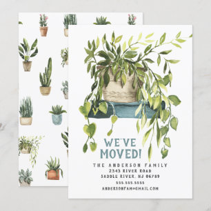 Watercolor House Plants Moving Announcement