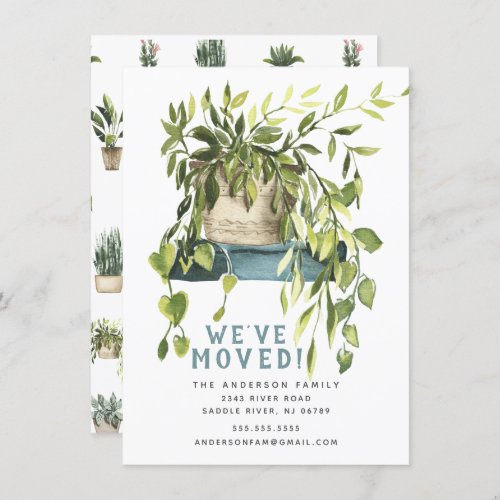 Watercolor House Plants Moving Announcement