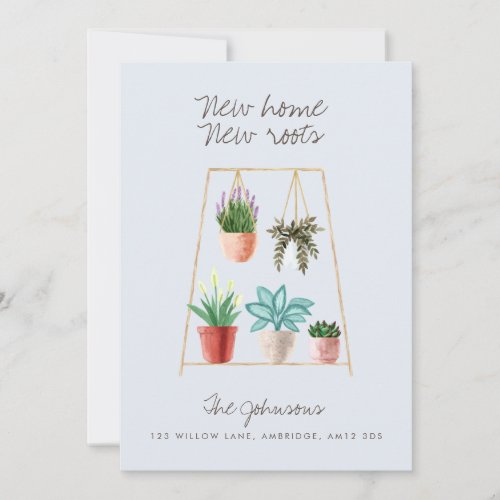 Watercolor House Plants New Home New Roots Moving Announcement