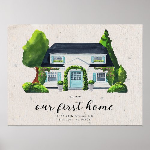 Watercolor House PortraitWatercolor House Paintin Poster