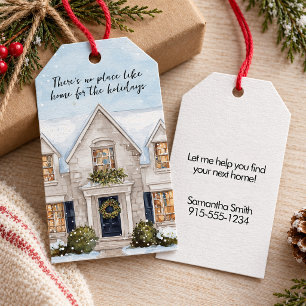 Watercolor House Real Estate Pop-By Christmas Gift Tags