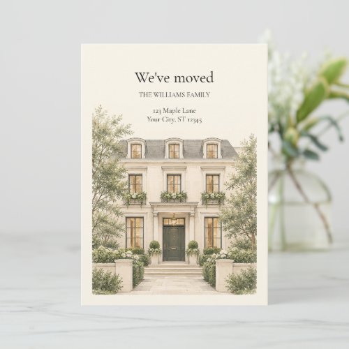 Watercolor House We've Moved New Address Invitation