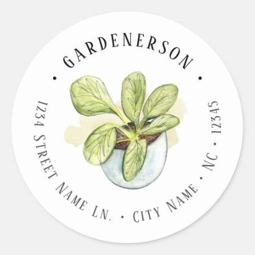 Watercolor Houseplant Classic Round Sticker