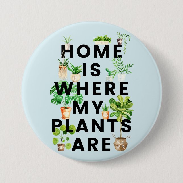 Watercolor Houseplant Gardening Quote Button (Front)