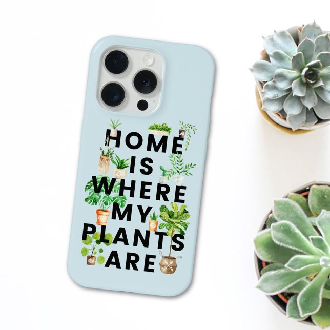 Watercolor Houseplant Gardening Quote iPhone Case (Close up with houseplants)