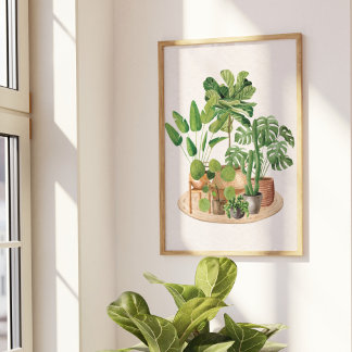 Watercolor Houseplants Wall Art