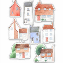 Watercolor Houses and Cottages Sticker