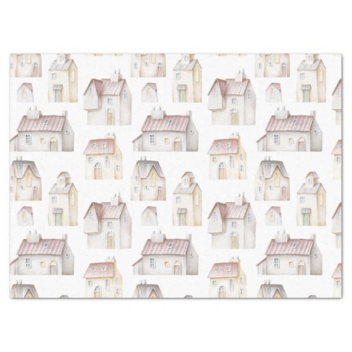 Watercolor Houses Decoupage Tissue Paper