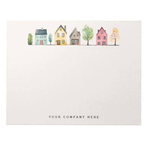 Watercolor Houses Realty Office  Notepad