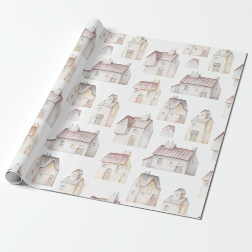 Watercolor Houses Wrapping Paper