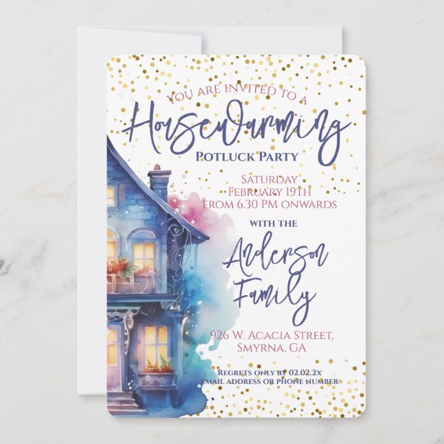 Watercolor Housewarming Party Invitation (Front)