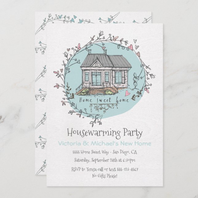 Watercolor Housewarming Party Invitations (Front/Back)