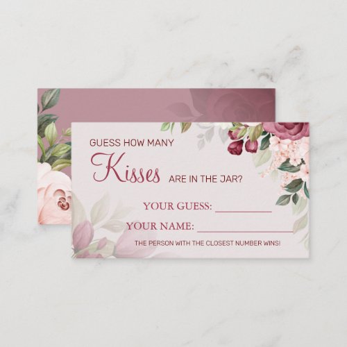 Watercolor How many kisses Bridal Shower card game