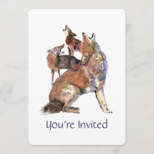 Watercolor Howling good Coyote Birthday Party Invitation