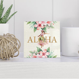 Watercolor Hula Girl Aloha Hawaiian Ceramic Tile
