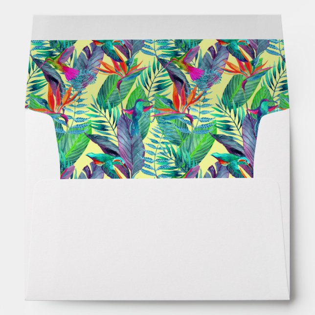 Watercolor Humminbirds In The Jungle Envelope (Back (Bottom))