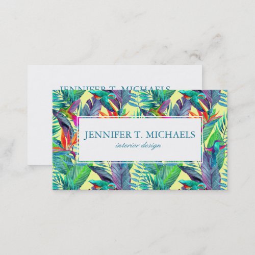 Watercolor Humminbirds In The Jungle  Monogram Business Card