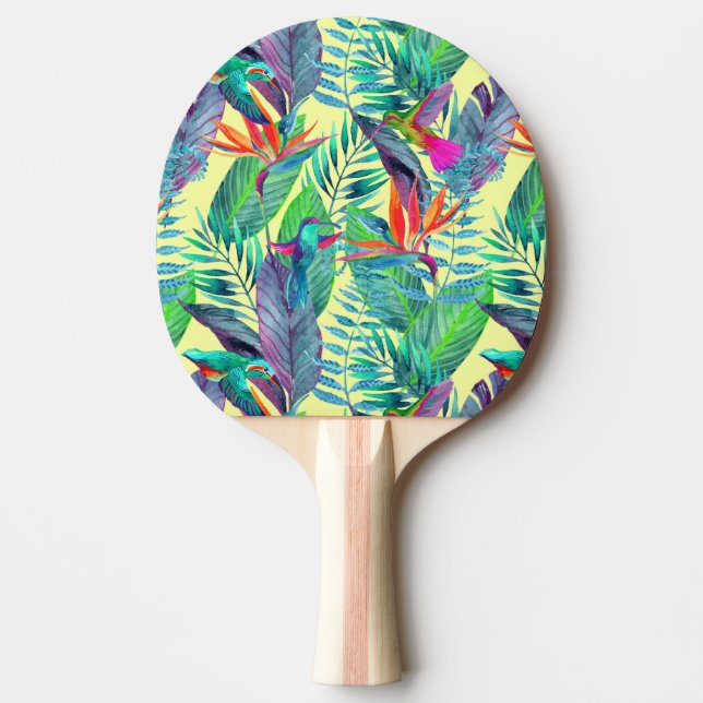 Watercolor Humminbirds In The Jungle Ping-Pong Paddle (Front)