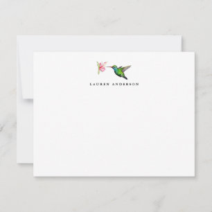 Watercolor Humming Bird Personalized Flat Note Card