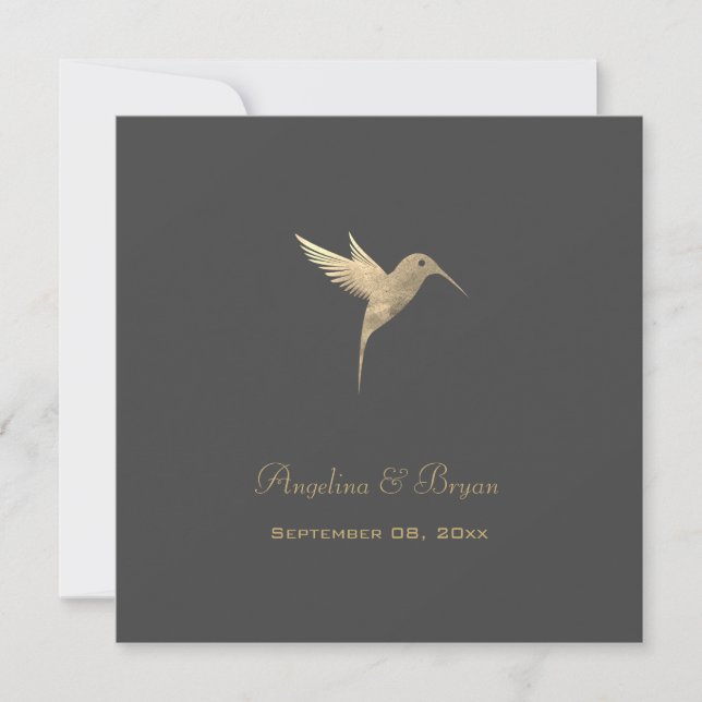 Watercolor Humming Bird Wedding Invitation (Front)