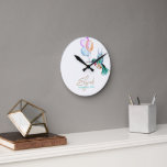 Watercolor Hummingbird and Balloons Baby&#39;s Nursery Round Clock