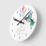 Watercolor Hummingbird and Balloons Baby&#39;s Nursery Round Clock