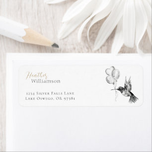 Watercolor Hummingbird and Balloons Label