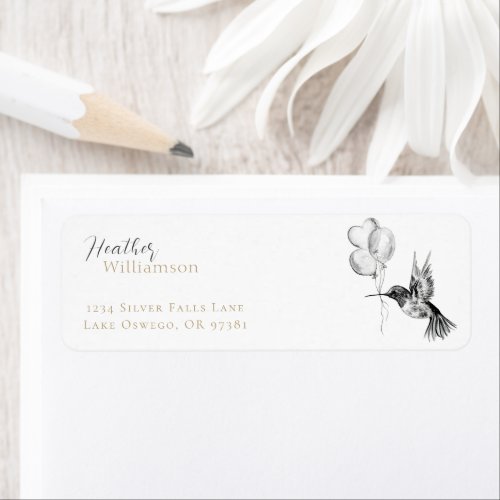 Watercolor Hummingbird and Balloons Label