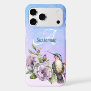 Watercolor Hummingbird and Flowers Personalized iPhone 17 Pro Max Case