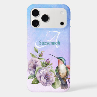  Watercolor Hummingbird and Flowers Personalized  iPhone 17 Pro Max Case