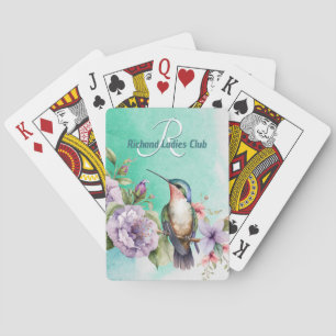 Watercolor Hummingbird and Flowers Personalized Poker Cards