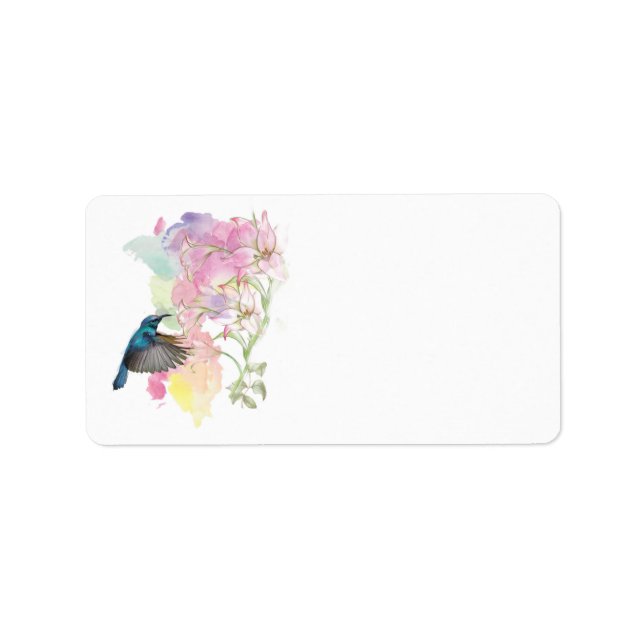 Watercolor Hummingbird and Lillies,address labels (Front)
