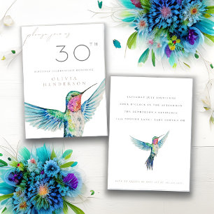Watercolor Hummingbird ANY Birthday Invitation