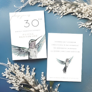 Watercolor Hummingbird ANY Birthday Invitation
