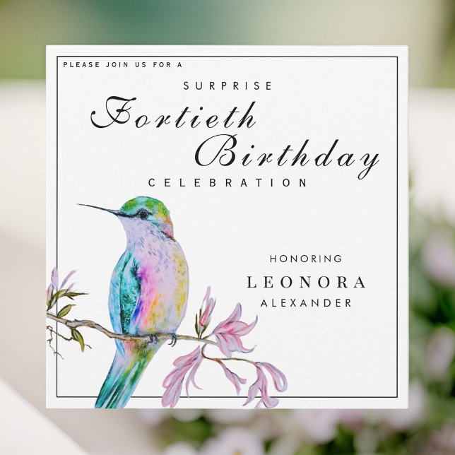 Watercolor Hummingbird ANY Surprise Birthday Party Invitation (Creator Uploaded)