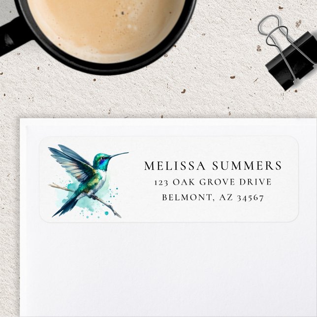 Watercolor Hummingbird Art Return Address Label (Creator Uploaded)