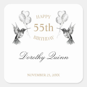 Watercolor Hummingbird Balloon Birthday Party Square Sticker
